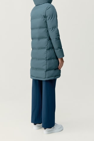 Blusão comprido com capuz Coat - Azul-petróleo