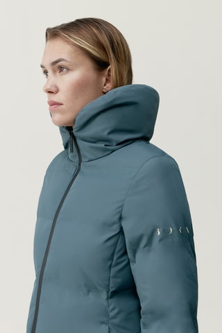 Blusão comprido com capuz Coat - Azul-petróleo