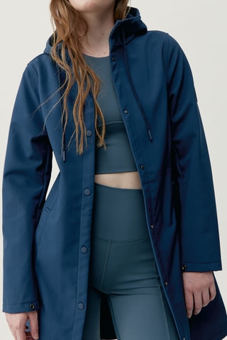 Parca com capuz Trench - Azul-pato