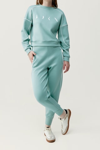 Calças amplas de cintura alta Agda - Verde-água