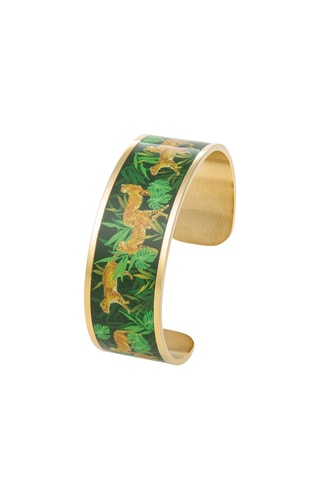 Manchetarmband - Goudkleurig en groen