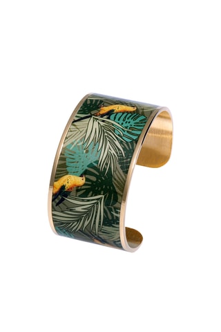 Manchetarmband - Kaki en Smaragdgroen