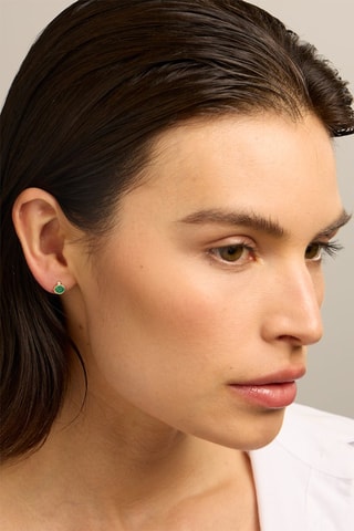 Orecchini - Oro giallo 18 kt, smeraldi e diamanti