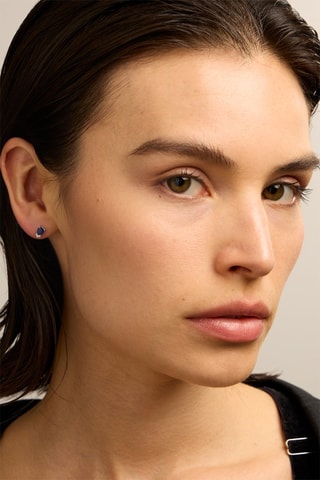 Orecchini - Oro bianco 18 kt, diamanti e zaffiri