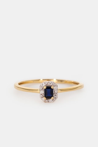 Anello - Oro giallo 18 kt, zaffiro e diamanti