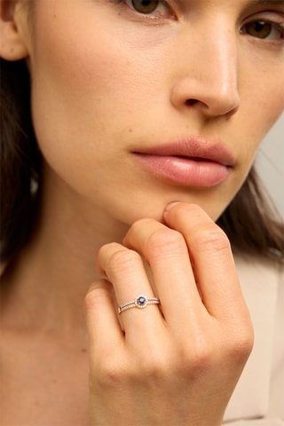 Anello - Oro giallo 18 kt, zaffiro e diamanti