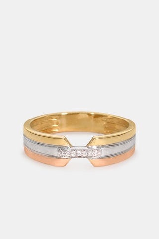 Anello - Oro giallo 18 kt, oro bianco, oro rosa e diamanti