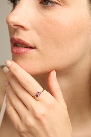 Anello - Oro giallo 18 kt, zaffiro, rodolite e ametista