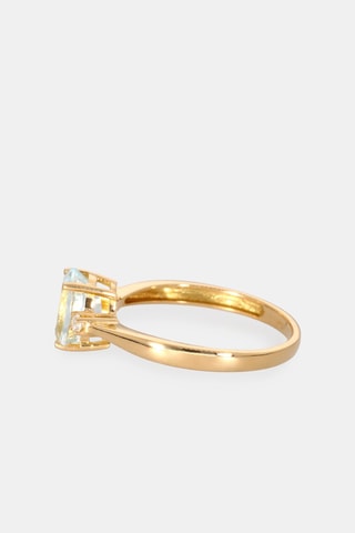 Anello - Oro giallo 18 kt, acquamarina e diamanti