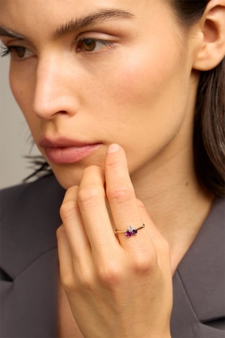 Anello - Oro giallo 18 kt, topazio, lolite e rodolite