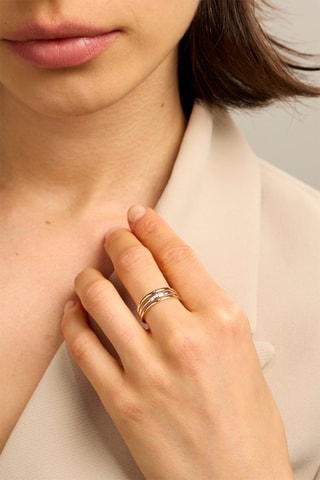 Anello - Oro giallo 18 kt, oro bianco e diamanti