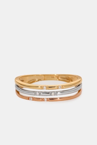Bague - Or jaune 18 carats, or rose, Or blanc 18 carats et diamants