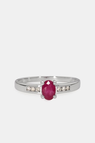 Anello - Oro bianco 18 kt, rubino e diamanti