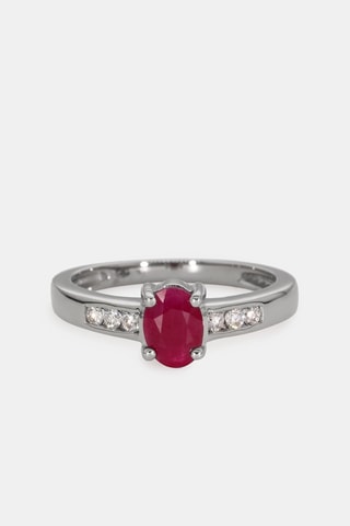 Anello - Oro bianco 18 kt, rubino e diamanti