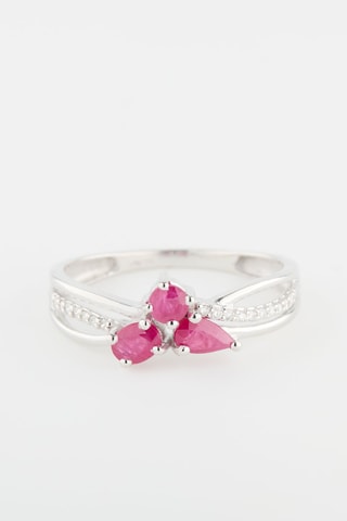 Anello - Oro bianco, diamanti e rubino