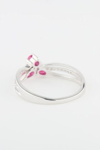 Anello - Oro bianco, diamanti e rubino