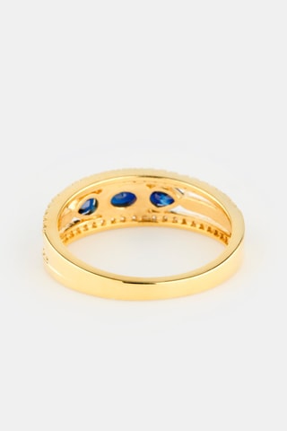 Anello - Oro giallo, diamanti e zaffiri