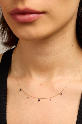 Collana - Oro bianco 18 kt, zaffiri e diamanti