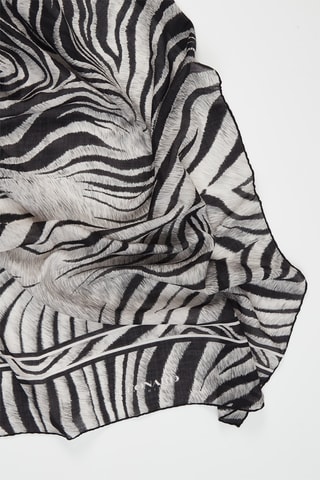 Foulard en cachemire et soie Kitty - Gris clair et noir