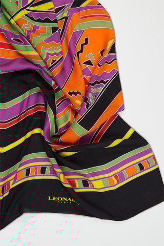 Foulard en cachemire et soie Ken - Orange et noir