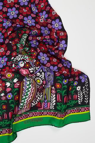 Foulard en cachemire et soie Disegno - Noir et rouge