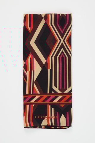 Foulard en soie et laine vierge Mexico - Rouge et beige