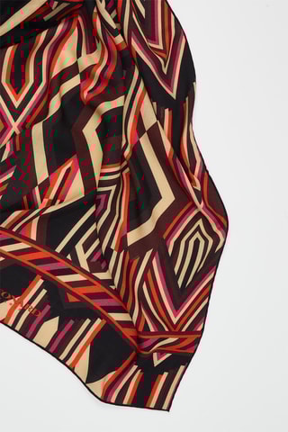 Foulard en soie et laine vierge Mexico - Rouge et beige