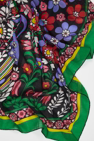 Foulard en laine et soie Disegno ricamo - Noir et rouge