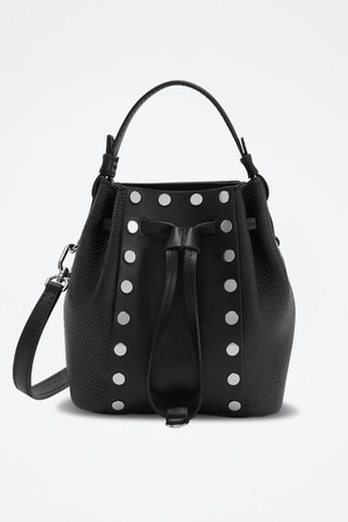 Sac seau en cuir de veau Mini Miastella - Noir