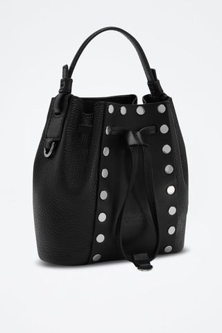 Sac seau en cuir de veau Mini Miastella - Noir