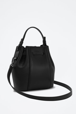 Sac seau en cuir de veau Mini Miastella - Noir