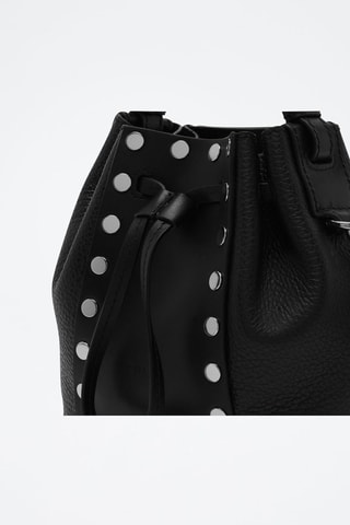 Sac seau en cuir de veau Mini Miastella - Noir