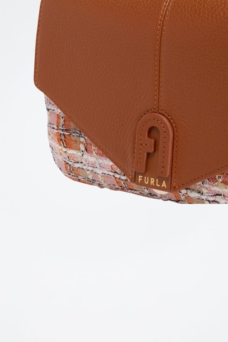 Sac à main en cuir de veau et tweed Dafne - Rose clair et cognac