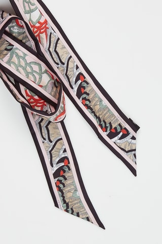 Bandeau en soie Mantila - Kaki et blanc