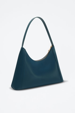 Sac porté épaule en cuir de veau Diamante S - Bleu pétrole