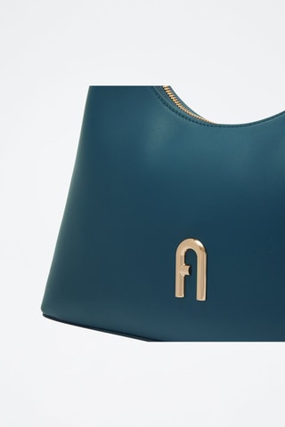 Sac porté épaule en cuir de veau Diamante S - Bleu pétrole