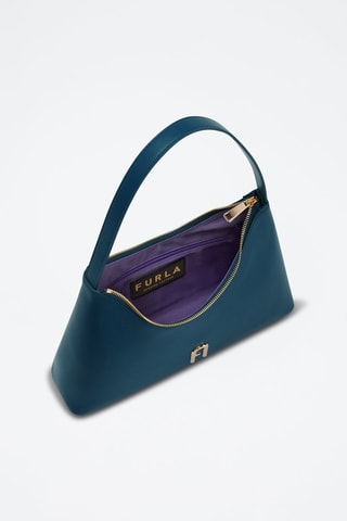 Sac porté épaule en cuir de veau Diamante S - Bleu pétrole