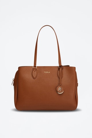 Sac porté épaule en cuir de veau Minerva L - Marron