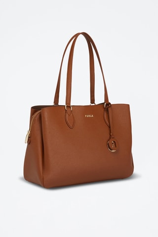 Sac porté épaule en cuir de veau Minerva L - Marron