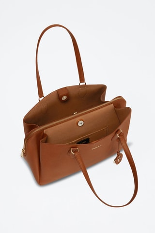 Sac porté épaule en cuir de veau Minerva L - Marron