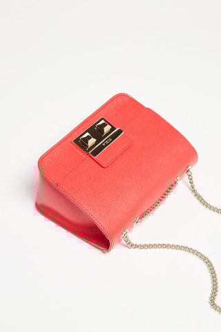 Sac porté épaule en croûte de cuir Bella Mini - Corail