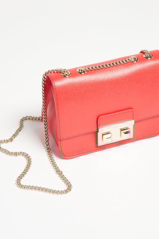 Sac porté épaule en croûte de cuir Bella Mini - Corail