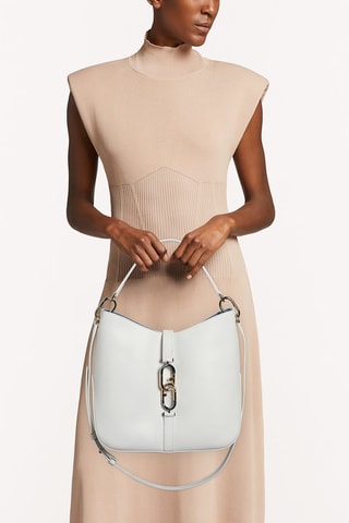 Sac porté épaule en cuir de veau Sirena M - Ciel