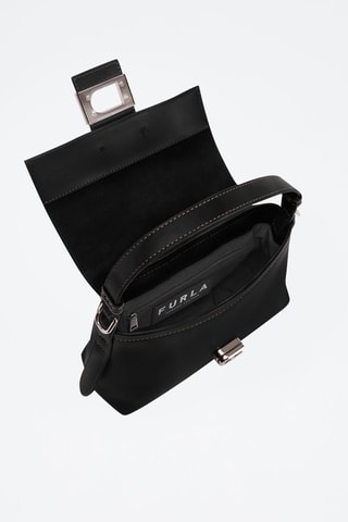 Sac porté épaule en cuir de veau Charlotte S - Noir