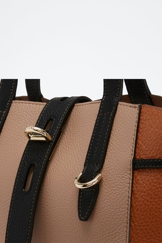 Sac porté épaule Net M - Greige et camel