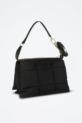 Sac porté épaule en cuir de mouton Piuma - Noir