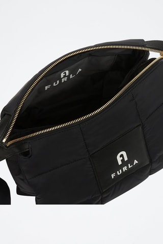 Sac porté épaule en cuir de mouton Piuma - Noir