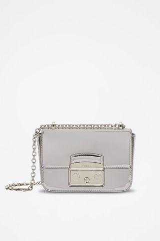 Sac porté épaule en cuir Diamante Mini - Argenté