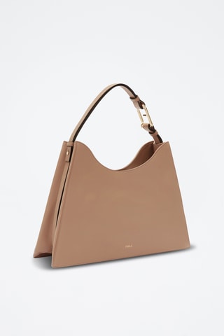 Sac porté épaule en cuir Furla Nuvola - Grège