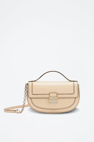 Sac bandoulière en cuir Club 2 Mini - Beige